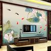 3d新中式f荷花壁纸客厅沙发电视背景墙纸影视卧室装饰壁画茶室