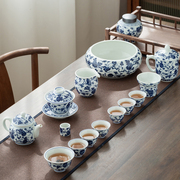 功夫茶具套装青花瓷盖碗，三才杯赠礼釉下白瓷，陶瓷手工简约家用