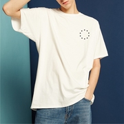 环形五角星黑白色短袖t恤男女同款简约设计感2023夏季上衣潮