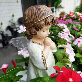 花园摆件 户外 庭院装饰小摆件园艺装饰品树脂美式小天使娃娃摆件
