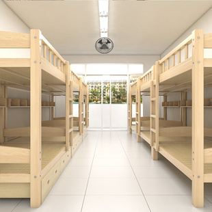 学校松木床双层床成人实木高低，木床母子床上下铺，儿童床子母床高架