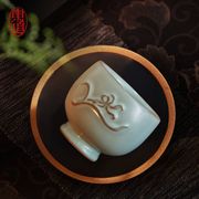 恒福东道汝窑兰花杯品茗杯十二花神系列个人茶杯陶瓷可养开片茶具
