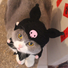 可爱猫咪服饰宠物猫变身装库洛米kuromi万圣节猫帽子针织围脖套装