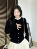韩版米白色娃娃领单排扣长袖羊绒，针织上衣女，欧货韩版2023秋冬开衫