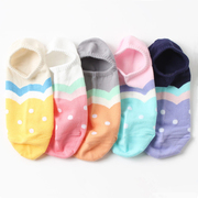 春夏季薄袜子纯棉女生袜套韩国进口船袜防滑落糖果色彩虹波点隐形