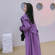 紫色风衣外套女2024春秋今年流行韩版小个子高级感超好看大衣