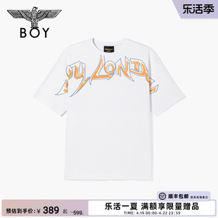 BOYLONDON潮牌短袖情侣款夏季白色LOGO设计宽松T恤N01904