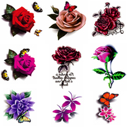 3d立体纹身贴纸防水女持久性感玫瑰花朵蝴蝶，小清新遮疤贴