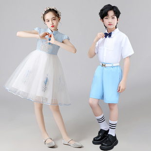六一儿童演出服小学生大合唱表演服男女童跳舞公主裙中国风舞蹈裙