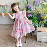 女童连衣裙夏装2024女孩夏季裙子洋气时髦童装儿童夏款公主裙