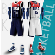 球衣篮球服儿童定制美国队男女夏比赛科印字套装梦十之队球衣队服