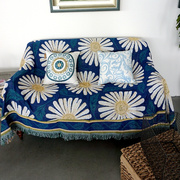 北欧田园沙发巾双面沙发垫花卉提花，线毯盖毯飘窗垫床尾毯搭毯