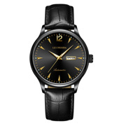 男士手表防水双日历精钢条钉表盘全自动机械表时尚酷黑商务腕表