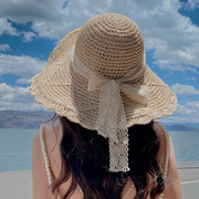 2024草帽海边沙滩帽子女夏气质(夏气质)百搭时尚，太阳帽防晒防紫外线遮阳帽