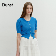 Dunst2024夏季圆领泡泡袖针织开衫女士短款半袖短袖UDSW4B234