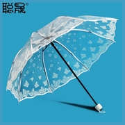 伞透明伞全自动阿波罗白色印花系列透明三折伞晴雨伞江南水乡伞