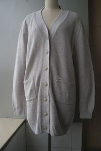 欧美品牌女装全棉v领长袖，开衫毛衣中长款外套，柔软舒适直筒508