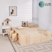 榻榻米木箱子拼床实木长方形，收纳箱加宽拼接床箱高箱床定制飘窗柜