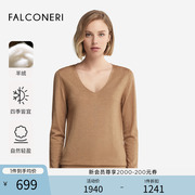 FALCONERI女士经典修身长袖v领毛衣内搭山羊绒针织衫DMLD250