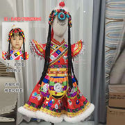儿童藏族演出服女童蒙古袍藏族，舞蹈裙表演服少数民族服装套装