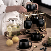 高档冷水壶套装北欧创意陶瓷杯具玻璃凉水壶大容量家用客厅茶杯花
