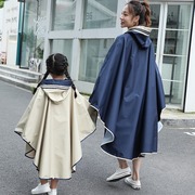 韩日系亲子斗篷雨衣时尚，骑行雨披小学生书包位初高中男女儿童布料