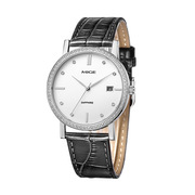 手表镶钻防水皮带女款男石英表简约瑞士情侣手表对表不锈钢