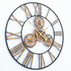 罗马齿轮挂钟客厅壁挂钟表美式复古工业风金属铁艺挂钟