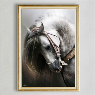 印花 法国DMC十字绣客厅大画 欧式油画 动物 白马
