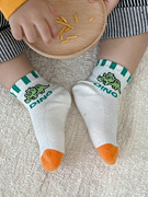 男童恐龙袜夏季薄款儿童短袜，可爱卡通船袜男孩，低筒透气网眼宝宝袜
