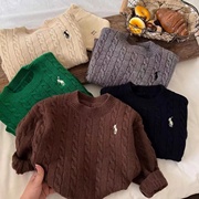 秋冬韩版童装男女儿童毛衣纯色，时尚加厚针织衫宝宝，复古洋气毛线衫