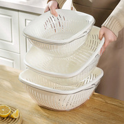 洗菜盆沥水篮家用厨房用品加厚加大双层洗菜篮子食品级客厅水果盘