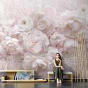 3D立体玫瑰花背景墙纸婚房婚庆主题壁纸粉色花朵卧室床头客厅壁画