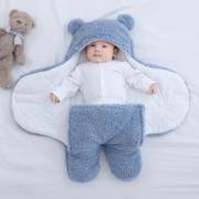 冬被冬厚0到6个月婴儿睡袋棉抱被防惊跳睡被分腿宝贝防踢被毛绒