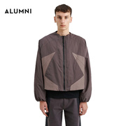 J.L-A.L 设计师品牌深灰色短款圆领拼接撞色气质夹克男士秋冬外套