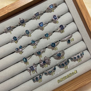 末泽[伦敦蓝托帕石]合集，2小众高级氛围，感水晶彩宝戒指活口饰品