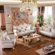 欧式真皮沙发组合客厅，茶几电视柜套装别墅，定制家具香槟金色沙发