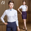 东航空姐白衬衫职业衬衣女，长袖立领盘扣，上衣空乘工装复古工作服