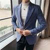 TWG潮牌男士休闲白色西装外套2022春秋韩版高级感双排扣西服