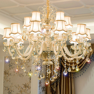 欧式吊灯客厅灯现代简欧家用水晶灯法式别墅，奢华大气卧室餐厅灯具