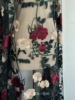 c28中国风汉服布料色织玫瑰，花朵刺绣黑底，软网纱蕾丝面料黑色米色
