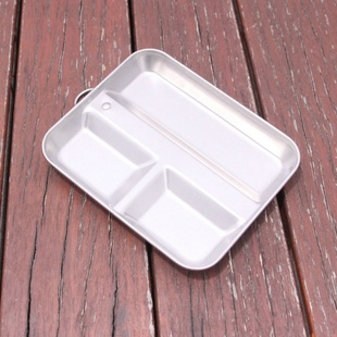 亚马逊野营便携方形饭盒 户外炊具套装不锈钢304饭盒单兵餐具
