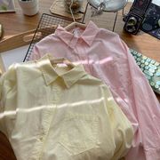 港味休闲粉红色衬衫，女宽松2024慵懒百搭长袖叠穿衬衣外搭上衣