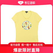 香港直发Armani阿玛尼女士T恤黄色图案印花透气宽松柔软舒适