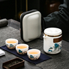 旅行茶具便携式茶壶手抓壶闷茶壶，防烫过滤德化白瓷功夫茶具陶瓷