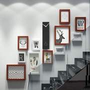 楼梯照片墙创意相框挂墙相片墙组合竖楼梯间装饰走廊墙面简约现代