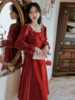 回门服新娘便装秋冬小个子红色连衣裙平时可穿日常订婚礼裙敬酒服