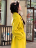 黄色呢子大衣女秋冬季加厚气质高级感中长版毛呢外套