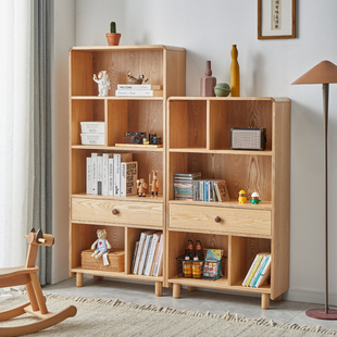全实木儿童书架落地置物架现代简约客厅收纳架，家用中学生小书柜子