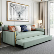 轻奢真皮沙发床小户型多功能可折叠坐卧两用客厅现代简约双人组合